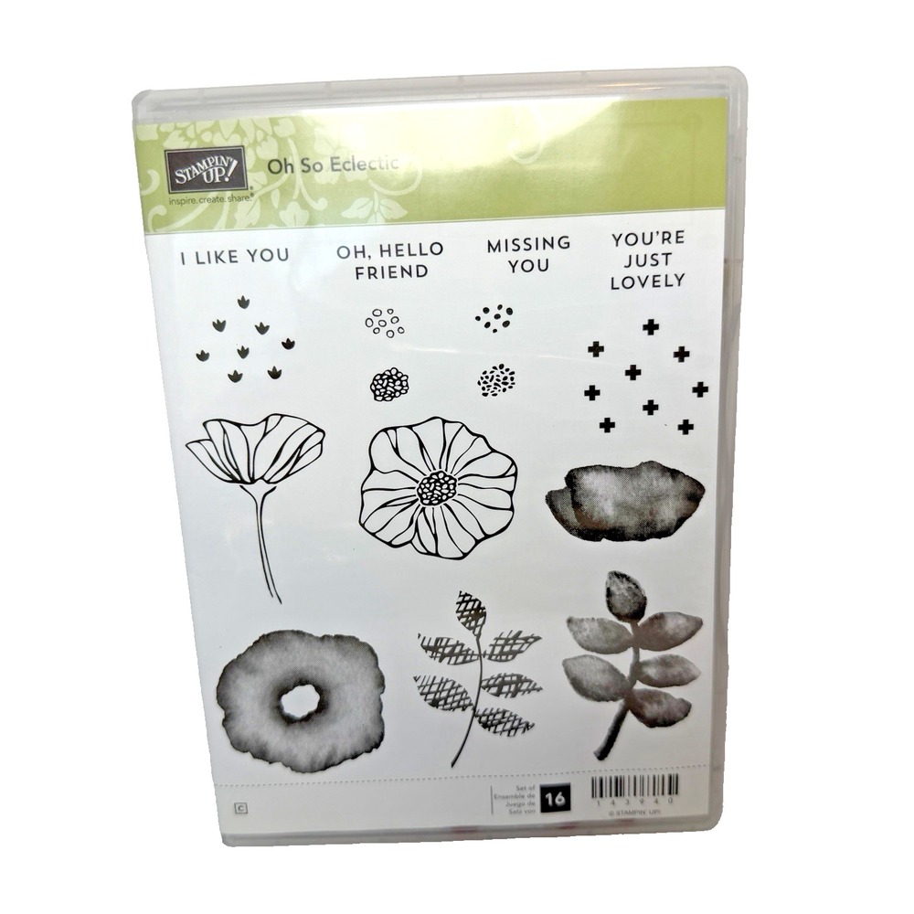 Stampin' Up Oh So Eclectic Cling Stamp Set Floral Friend Cards 143940